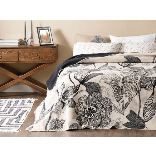 

English Home Dark Mono Cotton Single Blanket 150x200 cm Beige-Black