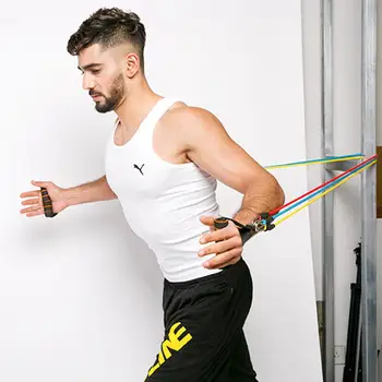 

11 PCS Muscle Training Fitness Puller Resistance Belt Suit Multi Function One Line Tension Bodybuild Belt for Man Woman