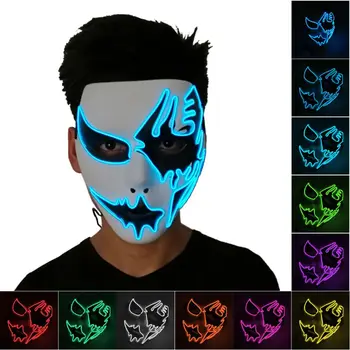 

Panic LED Mask Purge Wire Light Up Masks Halloween Party Cosplay Costume Festival Decor for Men Women X4YD