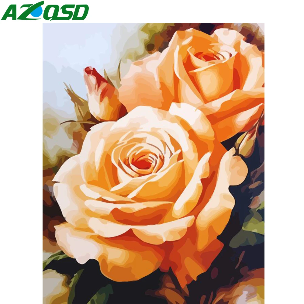 AZQSD Unframe DIY Раскрашивание по номерам пион Декор для дома краска набор холста