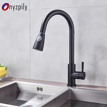 

Matte Black Pull Out Kitchen Sink Faucet 360 Rotation Hot Cold Water Mixer Tap for Kitchen Single Handle Water Mixer Kitchen Tap