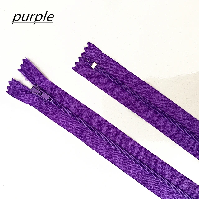 10pcs 10-60cm (4inch-24 Inch) Nylon Coil Zippers Tailor Sewer Craft Crafter's  (20 colors) Dark Purple