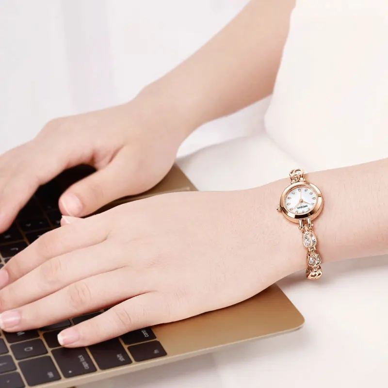 Женские часы Megir классические золотые из нержавеющей стали с ремешком|Женские