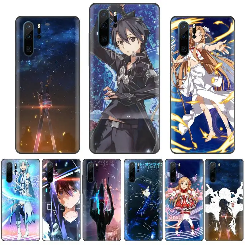 Мягкий чехол для телефона из ТПУ с изображением японского аниме sword art online черный