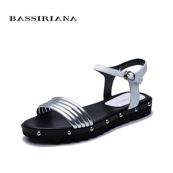 

Bassiriana 2020 Summer new women leather sandals non slip flat bottom comfortable women's shoes free shipping