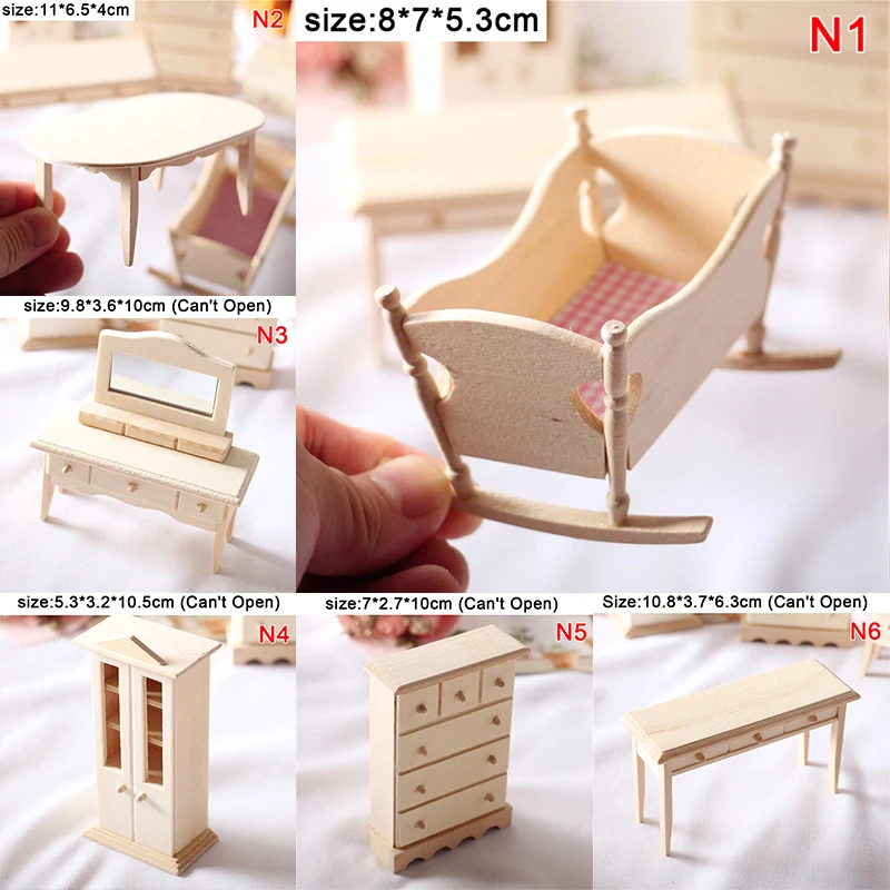 Dollhouse Wooden Miniature Furniture Table Chair Model Toys For Children 1:12 Doll House Accessories New |