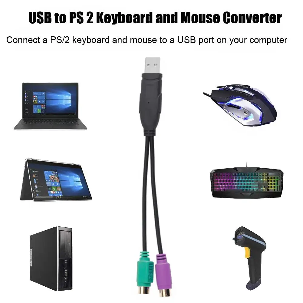 USB для PS2 кабель удлинитель с адаптером женщин конвертер круглым разъемом