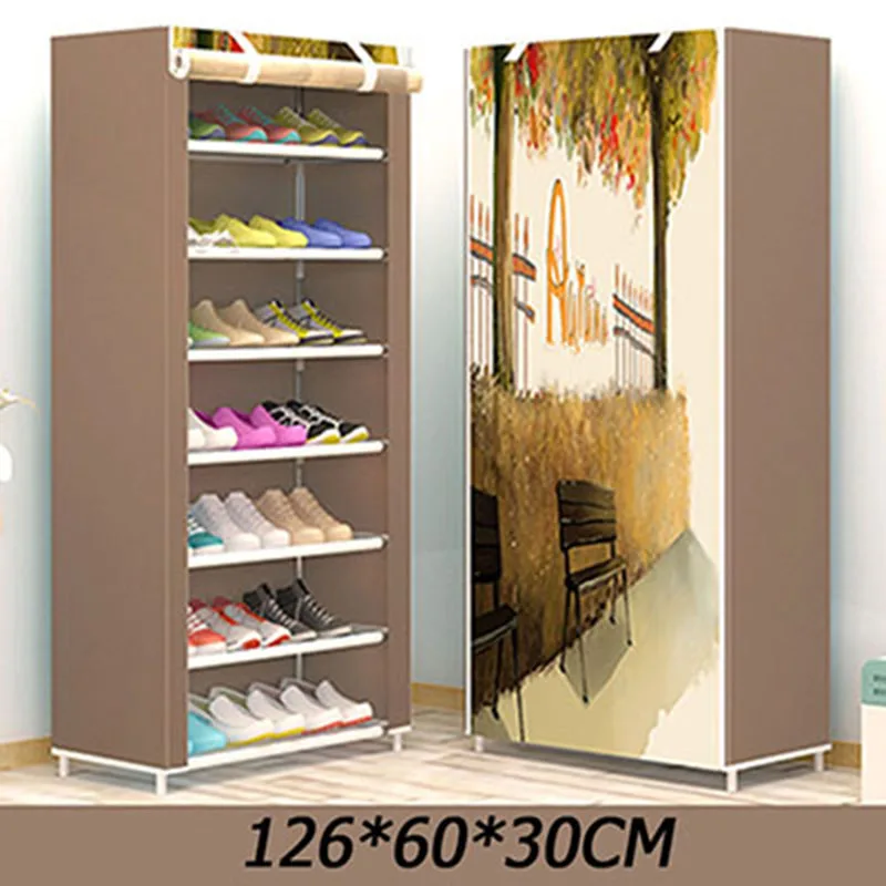 8 Layer Simple DIY Assembly Shoe Cabinet Folding Cloth Shoes Storage Rack Shelves Dustproof Shoe Cabinet Home Furniture