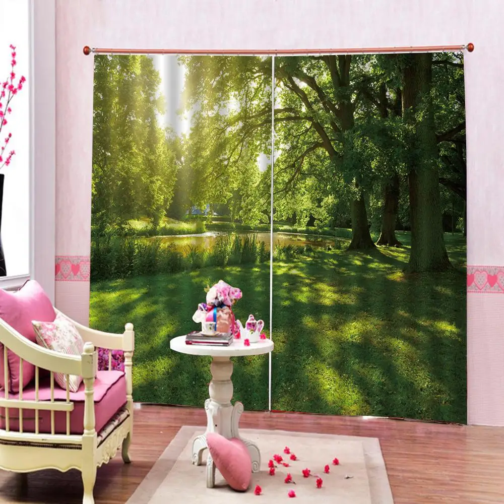 

Green curtains nature scenery landscape curtain 3D Window Curtain For Living Room Bedroom Drapes Cortinas Customized size