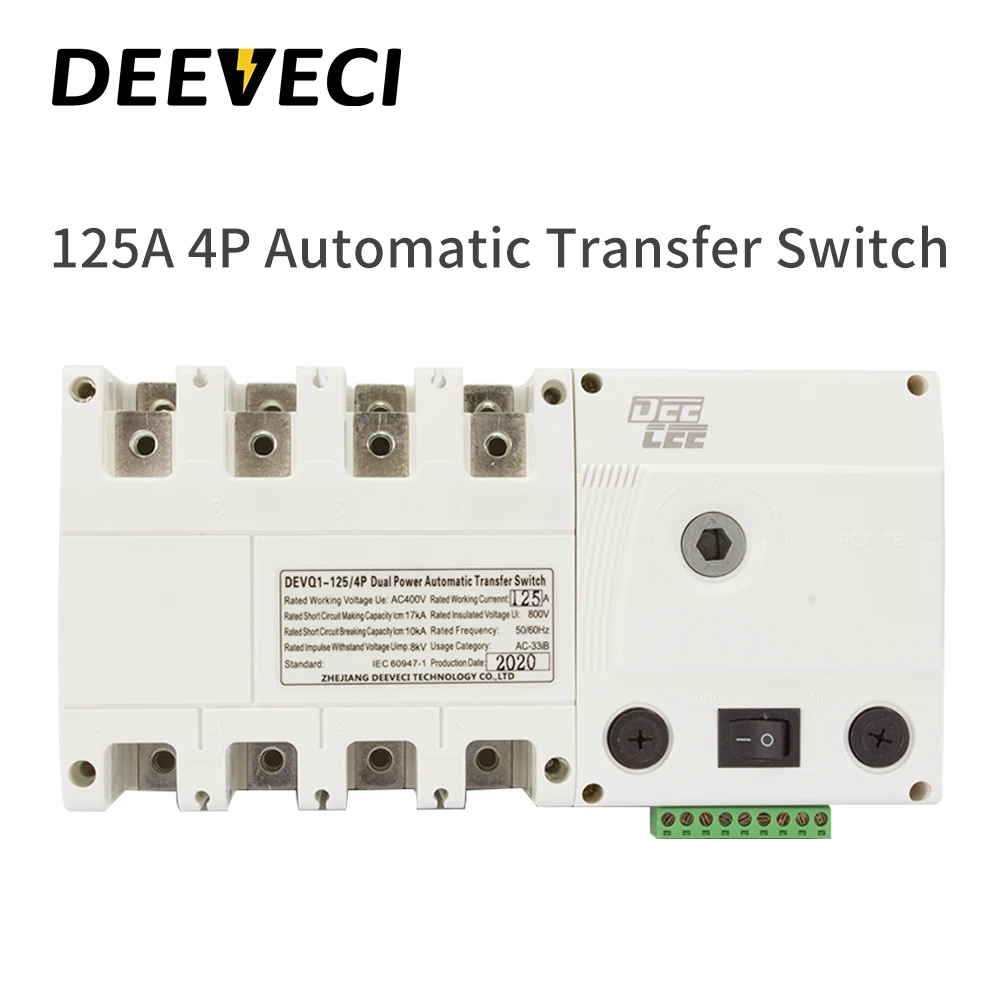 

ATS 100A 125A 4P 220V Low voltage Dual power Automatic Transfer Switch Generator Transfer PC Class Automatic Changeover switch