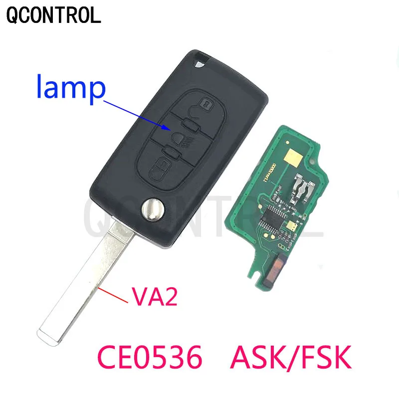 QCONTROL Remote Flip Key 433MHz Fit for CITROEN Berlingo C1 C2 C3 C4 C5 Picasso Vehicle Auto (CE0536 ASK/FSK VA2) Lamp Button | Автомобили