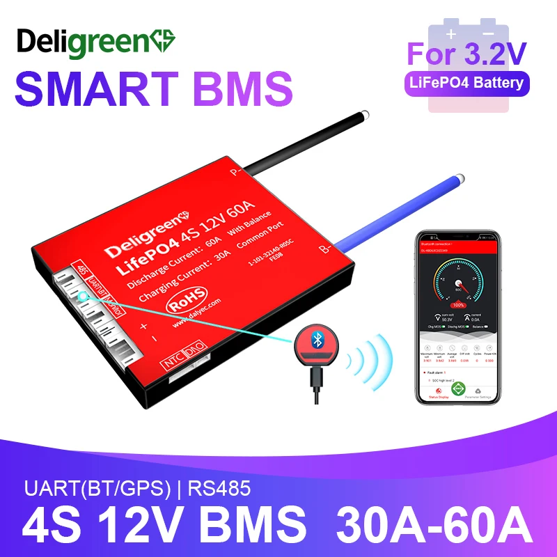 Смарт BMS 4S 48V 30A 40A 60A Bluetooth APP контроль rs485 может conmmunication ПК для 3 2 В Номинальная Lifepo4