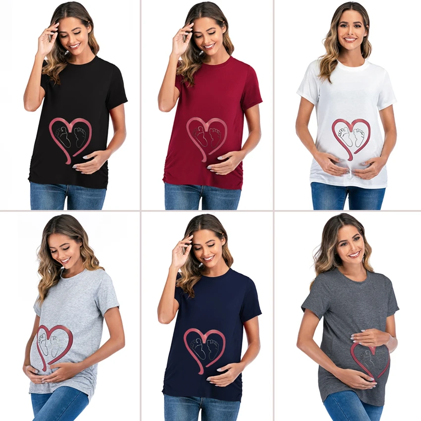 

Fashion love printing summer new maternity clothing large size short-sleeved pregnant women t-shirt European and American style