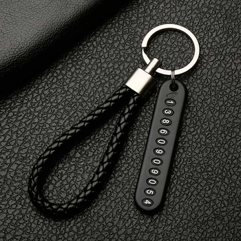 

Anti-lost Car Keychain Phone Number Card Keyring Phone Number Plate Key Ring Auto Vehicle Key Chain Accessories