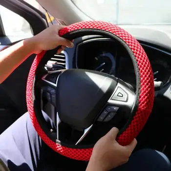 

Skidproof Durable Car Steering Wheel Cover Sandwich Fabric Handmade Breathability Auto Covers Fit For Most Cars