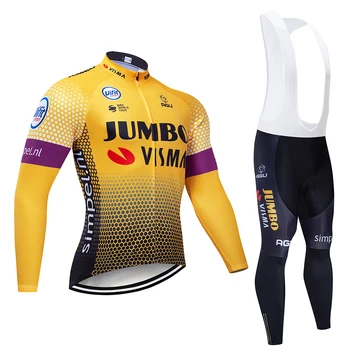 

Pro team 2019 JUMBO LOTTO Cycling Jersey Set Spring and autumn Men Quick-dry Racing Sports Bicycle outdoor Cycling Clothing