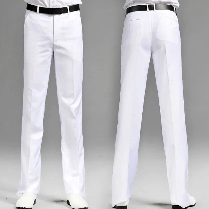 Расклешенные брюки, мужские, Корейская версия, тонкие повседневные штаны, английские штаны, большой размер, женатые, белые, костюм, брюки - Цвет: White