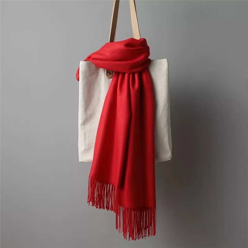 Women Winter Scarf Pure Cashmere Scarves Thick Neck Warm Headband Hijab Lady shawls Wraps Blanket Pashmina Female Echarpe