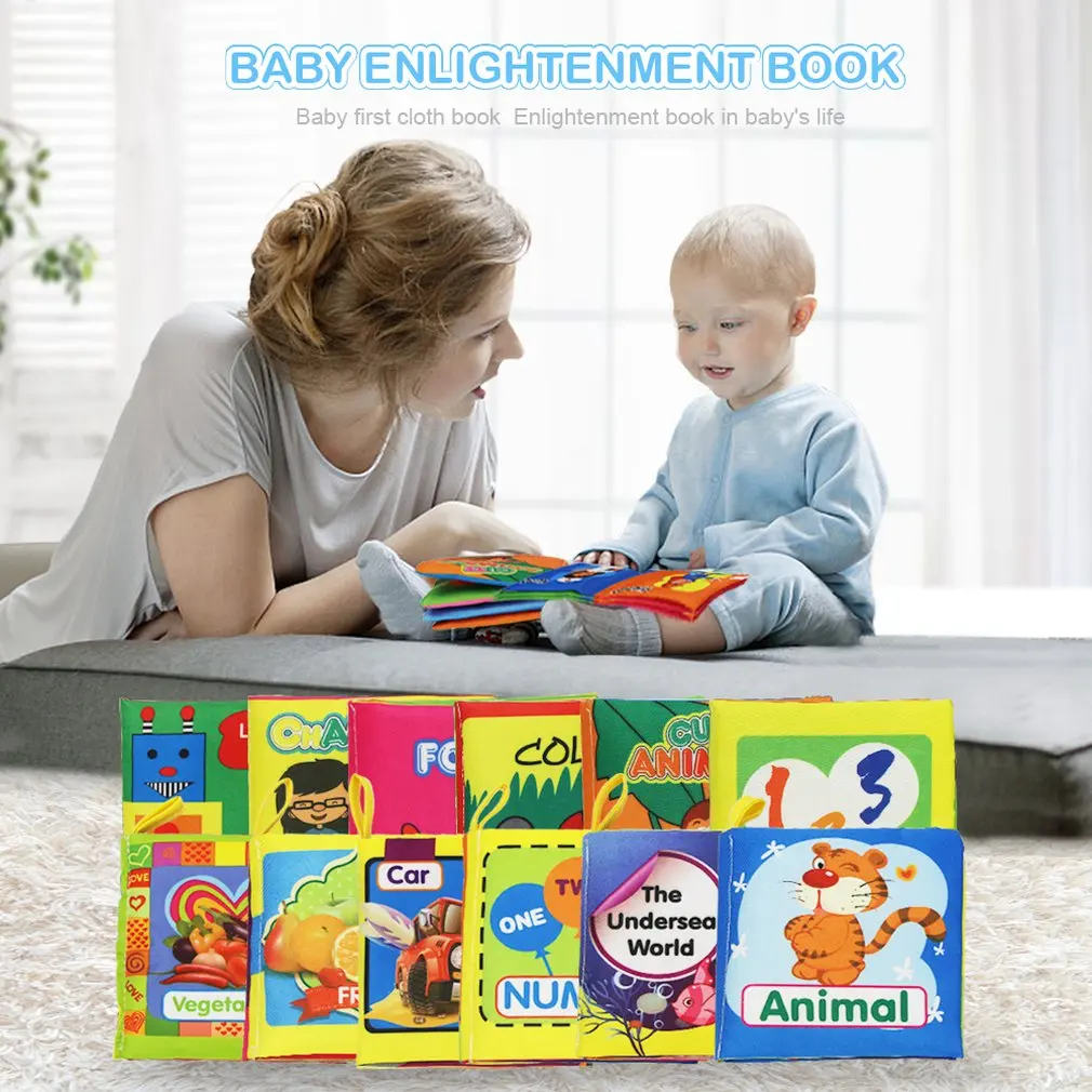 

Baby Cloth Book Early Education Toy English Palm Book Animal Digital Shape Recognition Green Cloth Book