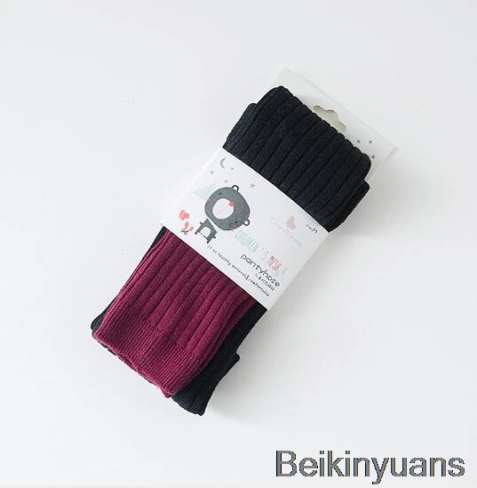 Black red wine Вязаные хлопковые леггинсы для девочек на весну и осень, женские леггинсы, штаны для девочек, сохраняющие тепло - Цвет: Black red wine