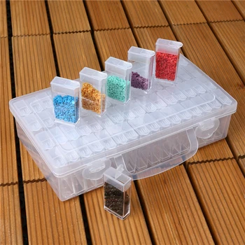 

64 Grids Diamond Painting Box Nails Storage Box Rhinestones Beads Storage Case DIY Craft Transparent Suitcase Case Container