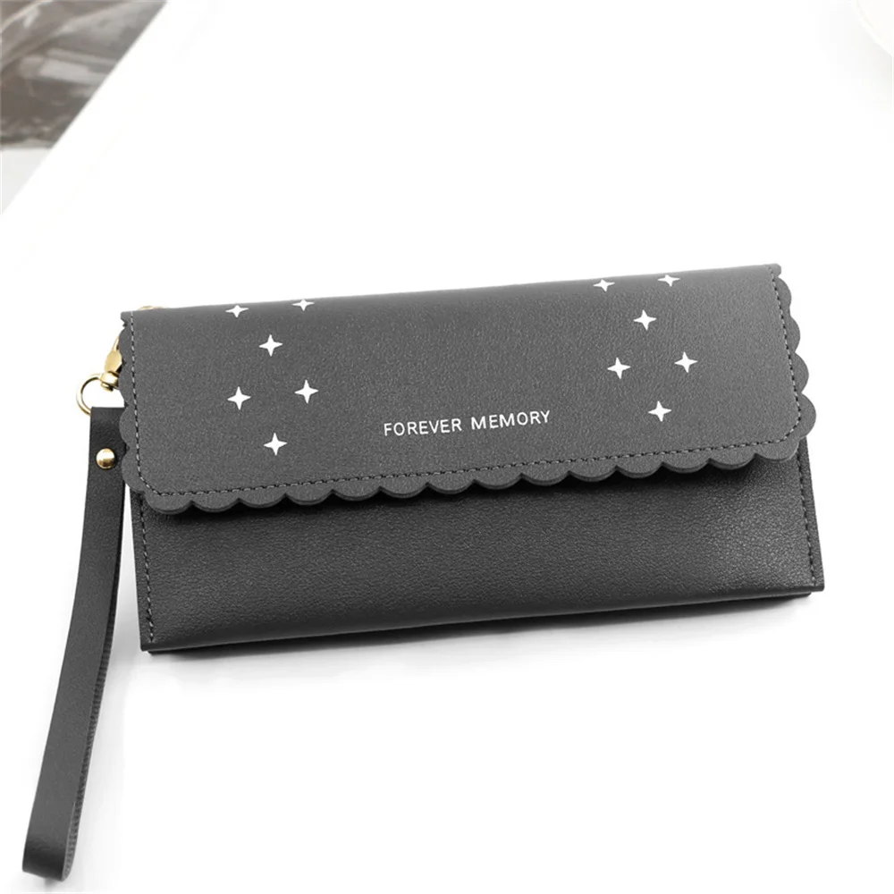 Big Capacity Thin Strap Envelop Design Carteira Gifts Star Pattern Metal Accessories Long Wallet for Woman Shopping Pocket Bag