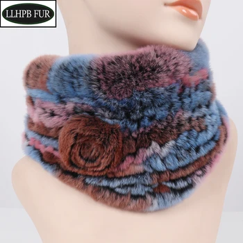 

2020 New Winter Lady Knitted 100% Genuine Rex Rabbit Fur Scarf Rex Rabbit Fur Muffler Women Warm Natural Rex Rabbit Fur Scarves