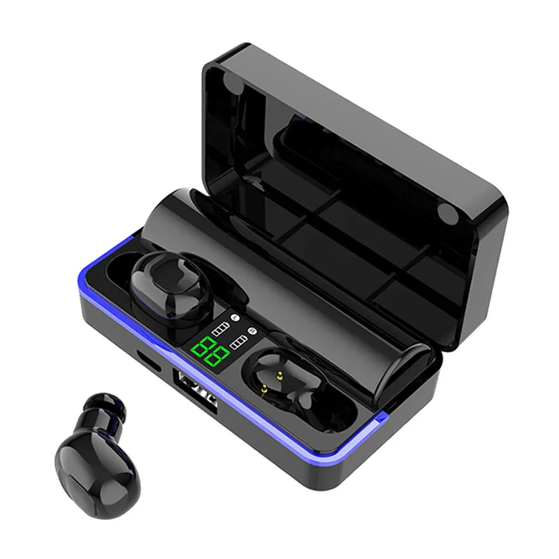 Caldecott W12 Bass Bluetooth наушники Беспроводные спортивные наушники с HD микрофоном цифровой дисплей 2200 мАч гарнитура для Xiaomi huawei ios - Цвет: Black