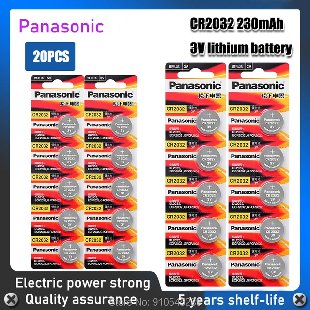 Panasonic-batería de litio Cr2032 Original, reloj con calculadora, pilas de botón, 3V, Control remoto, 20 Uds.