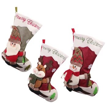 

New Christmas Stockings Santa Reindeer Snowman Ski Socks Cute Gift Candy Bag For Fireplace Tree Christmas Home Decoration