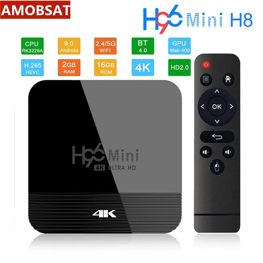 

H96 Mini H8 Android 9.0 Smart TV Box 2GB 16GB 2.4G 5G Wifi 4K Youtube Media player BT4.0 4K Google Play Android TV Set top box