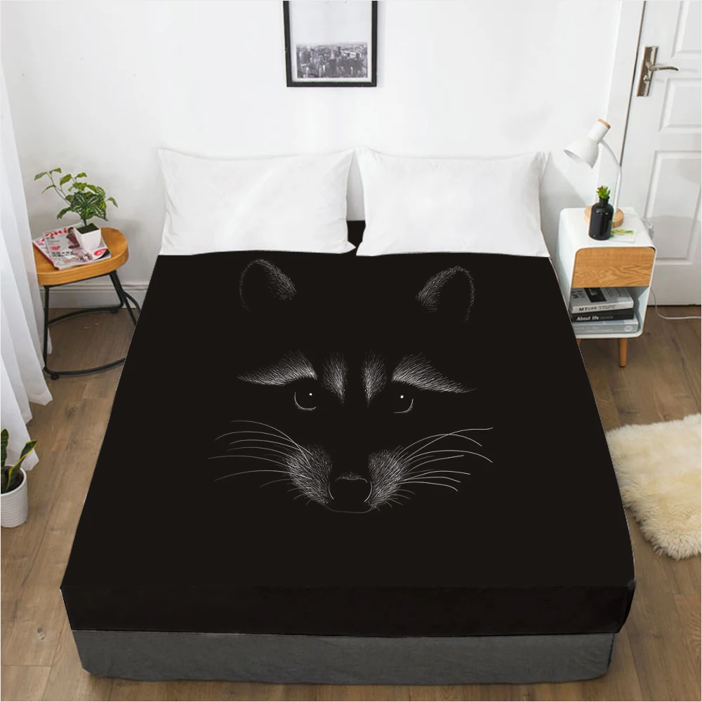 Mattress Cover Fitted Sheet With Elastic Band Bed Sheets Bedding Linens Queen King Size Bedsheet 90/150/160X200CM Black Fox | Дом и сад