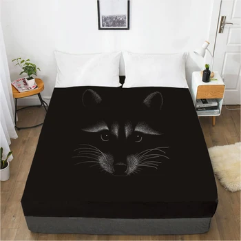 

Mattress Cover Fitted Sheet With Elastic Band Bed Sheets Bedding Linens Queen King Size Bedsheet 90/150/160X200CM Black Fox