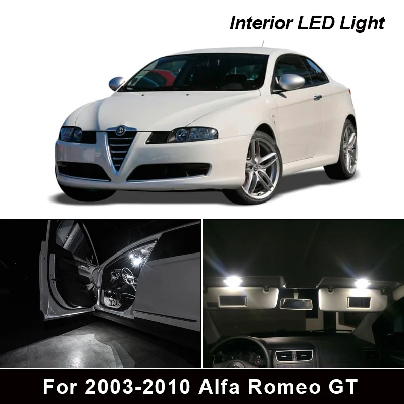 7Pcs Canbus Error Free Wihte LED Bulb Interior Dome Map Trunk Glove Box Lights Kit For 2003-2010 Alfa Romeo GT Auto Accessories |