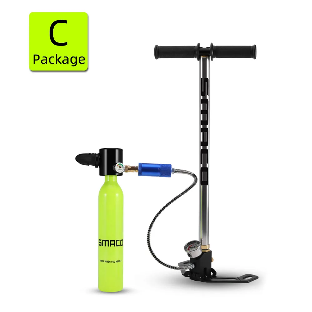 Package C2 SMACO S300 Diving Equipment Mini Scuba Valve 0.5L Diving Cylinder Scuba Oxygen Tank for Snorkeling Underwater Swimming Breathing - Цвет: Package C2