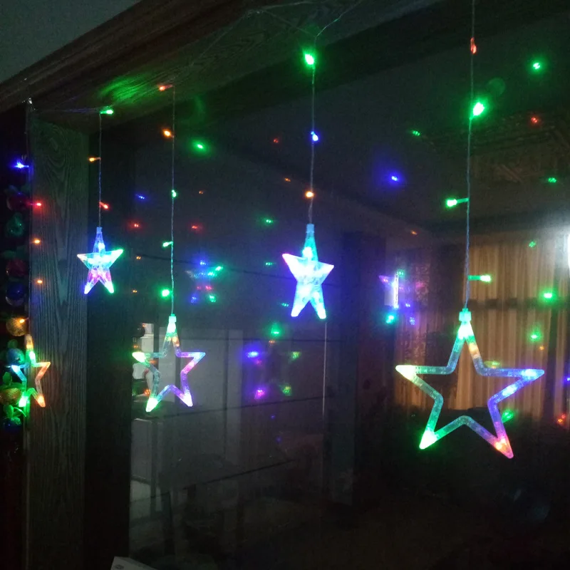 2.5M LED Curtain Star Fairy Garland String Lights Novelty Christmas Light for Wedding Indoor Window Party Home Decoration