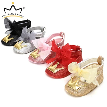 

Summer New Baby Shoes First Walkers Cute Crown Bows Flower Baby Girl Shoes Soft Soled Non-slip Infant Todlder GirLs Shoes