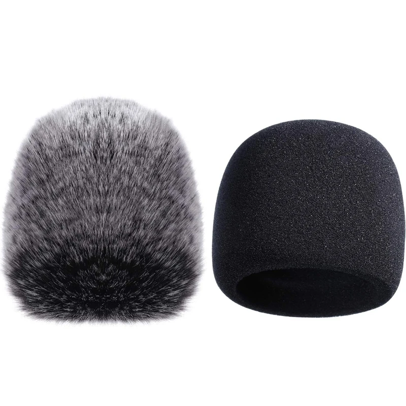 

BESTMic Cover Sponge Microphone Windscreen For Blue Yeti, Yeti Pro Condenser Microphone (Sponge And Furry Windscreen, 2 Pack)