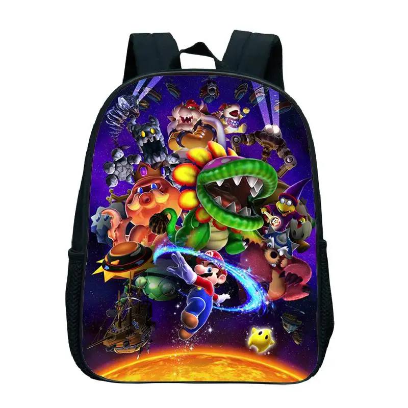 Mochila escolar de Super Mario para niños pequeños, bonito patrón Popular, mochila de guardería, bolsa preescolar de 12 pulgadas - Imagen 2