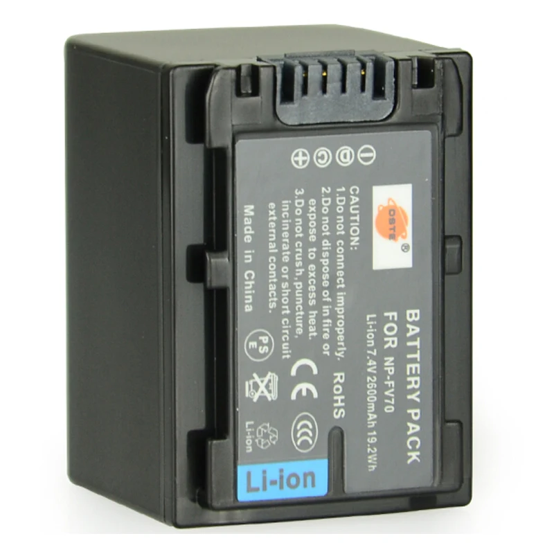 2pcs 2600mAh 7.4V NP-FV70 DSTE Battery LCD Charger for Sony DCR SR68 HDR-PJ820E CX610E PJ790E PJ510E CX510E CX900E PJ350E TD30