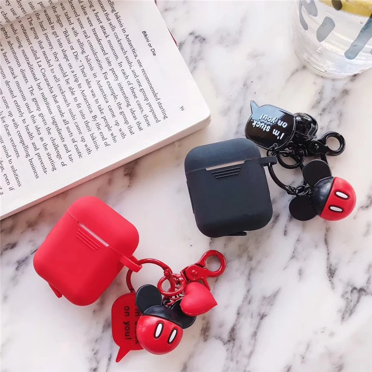 

Colorful Pure Color wireless For iPhone airpods For iPhone headset Case Couples Soft tpu Cute Cover Cases With Toys pendant