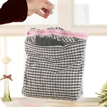 

3pcs 30/40/50cm Pink And White Zippered Mesh Laundry Bag Basket Household Cleaning Tool Accessory Laundry Care Set Polyester