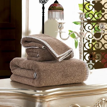 

100% Cotton 3Piece Beach Towels Bath Towels Set Hand Towel Washcloths Fixed Weaving Luxury Soft Gray Coffee