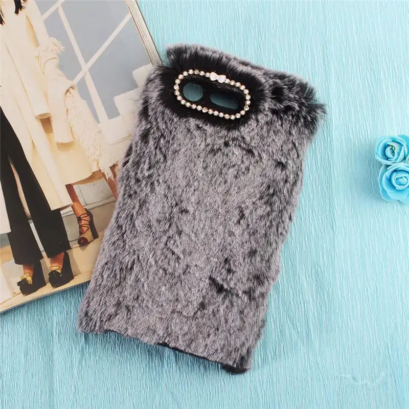Чехлы из кроличьего меха для sony Xperia XZ3 XZ2 XZ1 XZ Premium Compact XZS XA2 XA1 XA X Ultra Plus M4 Aqua C6 Z5 E5 L1 L2 L3 теплый чехол - Цвет: Grey1