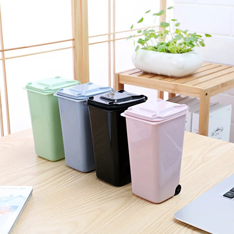 

1pcs 4 Colors Creative Mini Desktop Bin Plastic Bucket Trash Bin Mini Trash Cans Scissors Small Pencil Cup Rulers Garbage Cans