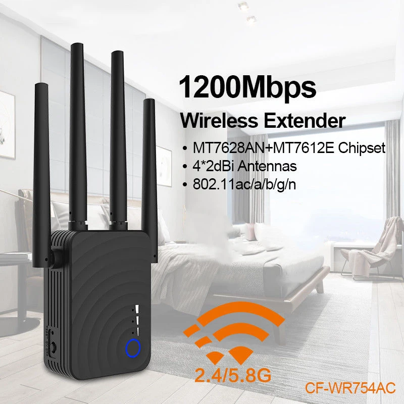

1200Mbps Wireless Wifi Extender Repeater Router Dual Band with Antenna Signal Amplifier Dropshipping