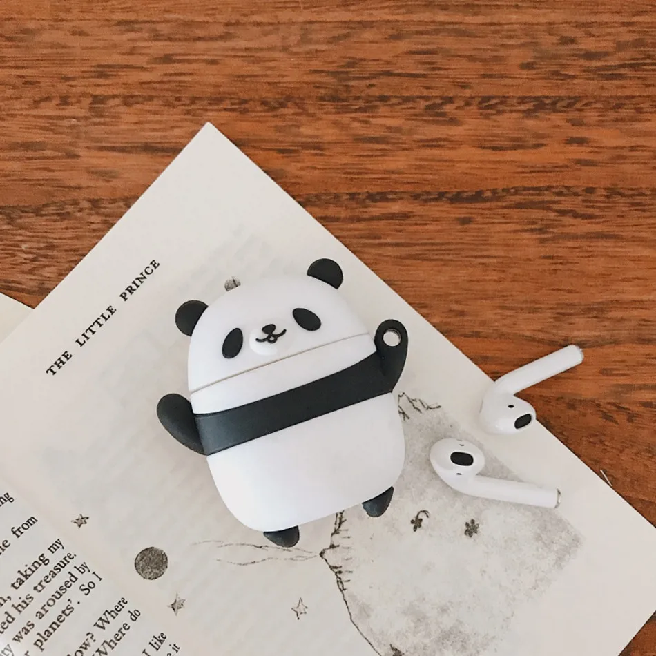 Чехол для наушников с изображением медведя поросенка для AirPods 2, милый силиконовый чехол с изображением животного для Apple Air Pods, защитный чехол для кошки, аксессуары