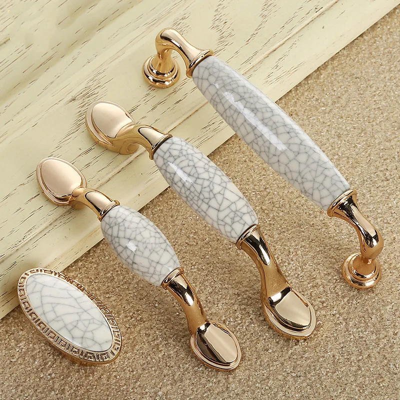 

Door Handles Europe type rural crack pottery and porcelain handle archaize golden handle drawer ambry door handle