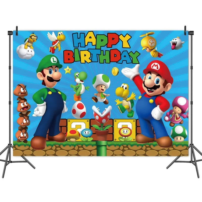150*100 см фон для дня рождения в стиле игры Super Mario из ткани с героями мультфильмов