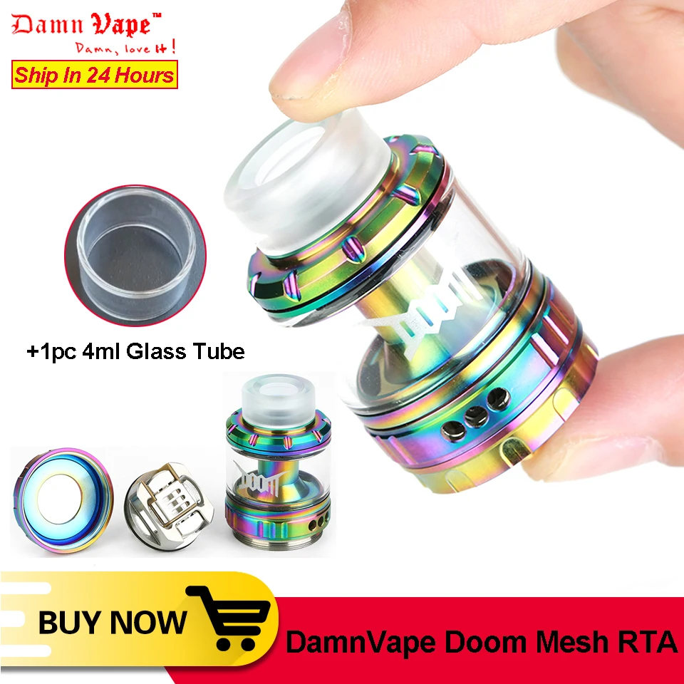 Оригинальный Damnvape Doom Mesh RTA 4 мл 3D система потока жидкости с 2 сетчатыми катушками